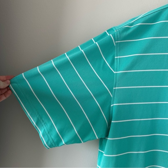 Peter Millar Summer Comfort Men’s Golf Polo Green Striped Stretch Wicking XL - Picture 4 of 9